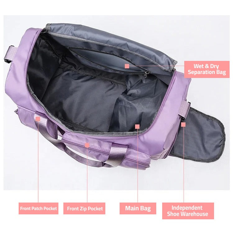 Charly | Multi-pocket travel bag, sports and gym bag with separate shoe compartment