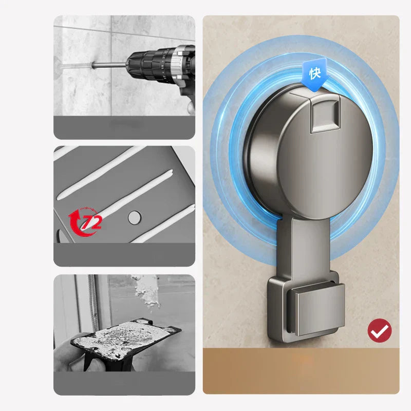 Charly | No-Drill Suction Powered Corner Bathroom Organizer