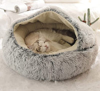 Sisica | Plush Calming Pet Bed | Round Cozy Cat & Dog Bed