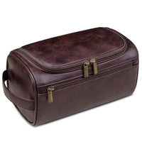 Sisica | Premium Leather Toilet Bag for Men – Waterproof Hanging Travel Wash Bag