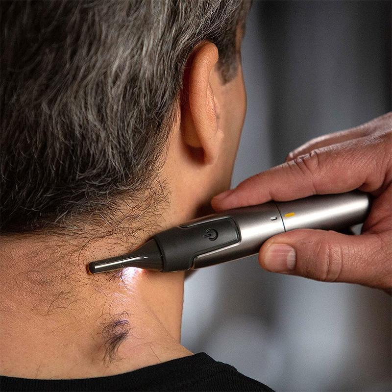Charly | Professional Ultra-Thin Precision Trimmer | Titanium Stainless Steel Blades | Integrated LED Light | Micro-Oscillation Technology | For Nose, Ears & Contours