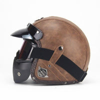Sisica | Retro Vintage Motorcycle Helmet Open Face With Goggle Mask