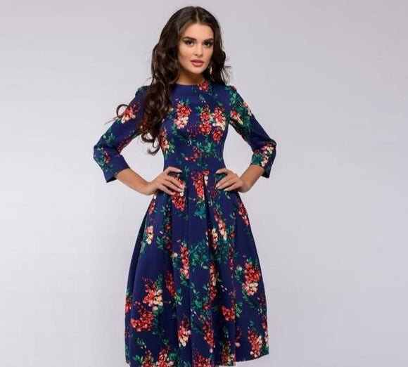 Charly - Retrozo Elegant, Mid-Length Dress