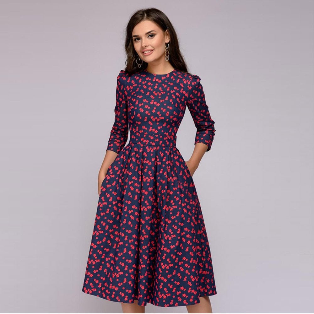 Charly - Retrozo Elegant, Mid-Length Dress