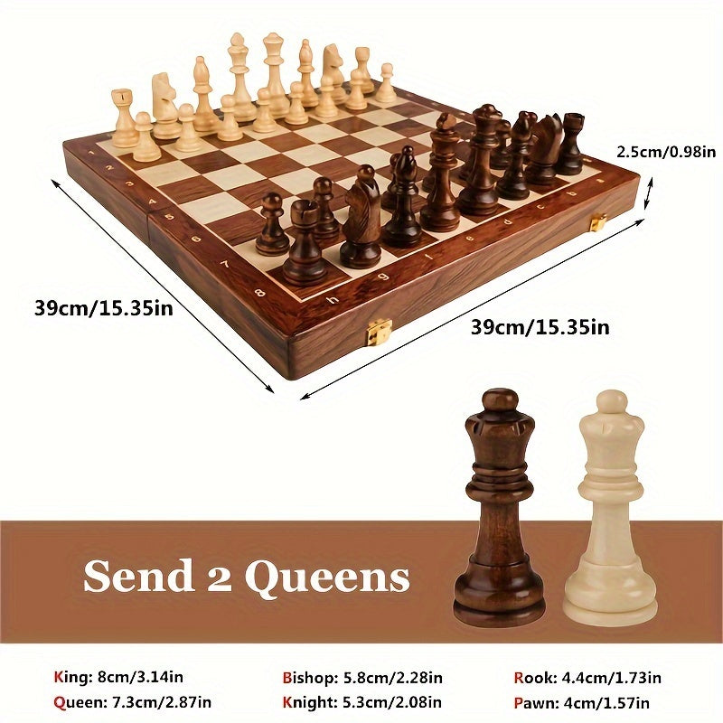 Charly | RoyalWood Luxury Chess Set – Solid Wood Chessboard with Finely Detailed Pieces