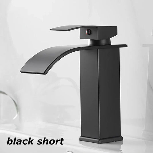 Charly Sink Mixer Aqualis Noir | Stainless Steel | Hot & Cold Water | For Bathroom & Guest Toilet