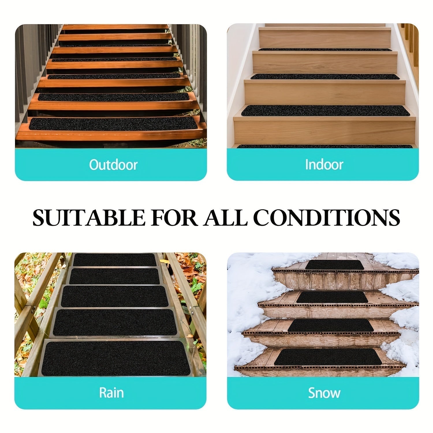 Charly | Slip-Resistant Stair Treads 10-pack – 6"x24", 80-Grit, Weather-Resistant
