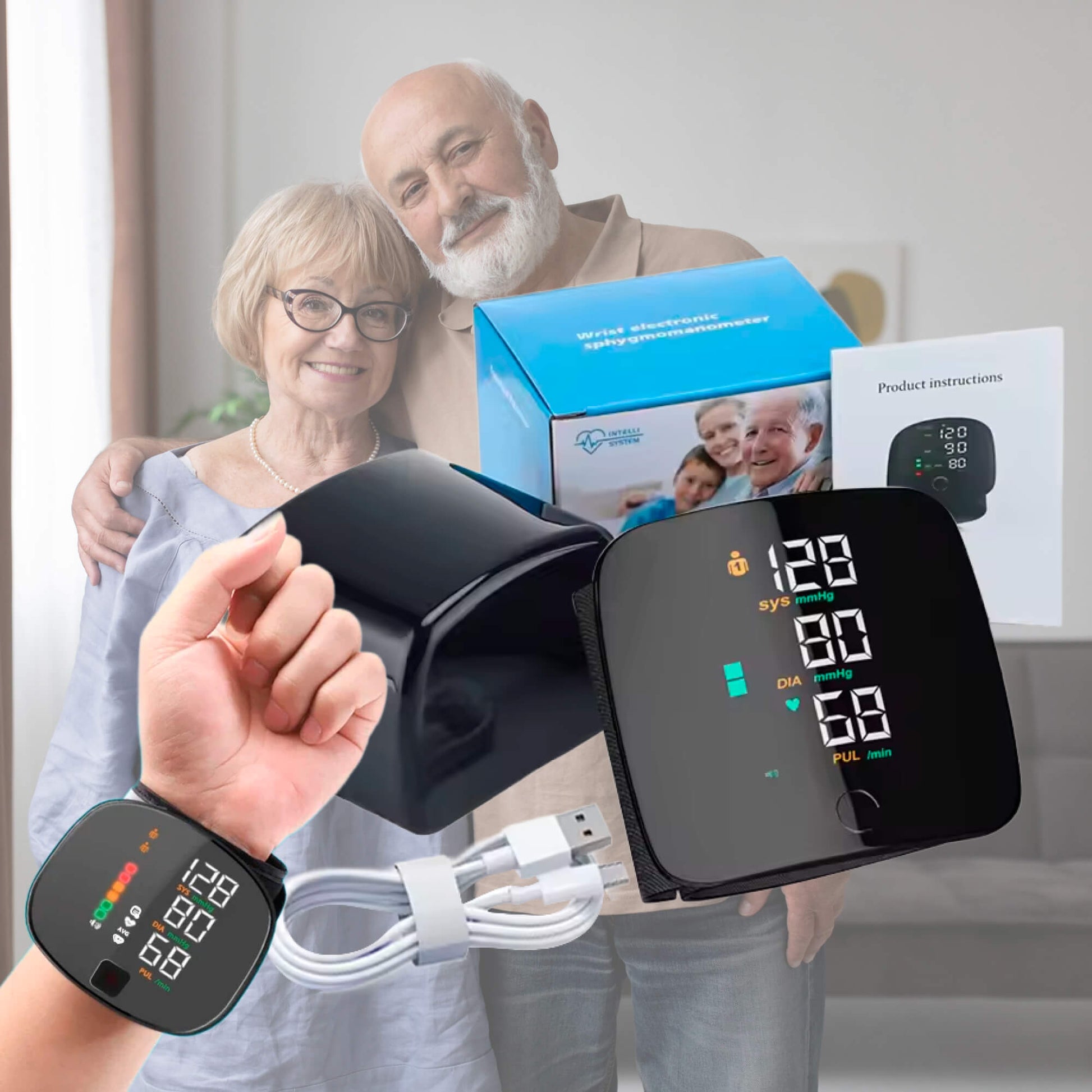 Charly | Smart Wrist Blood Pressure Monitor – Electronic Portable Sphygmomanometer with Voice Alerts