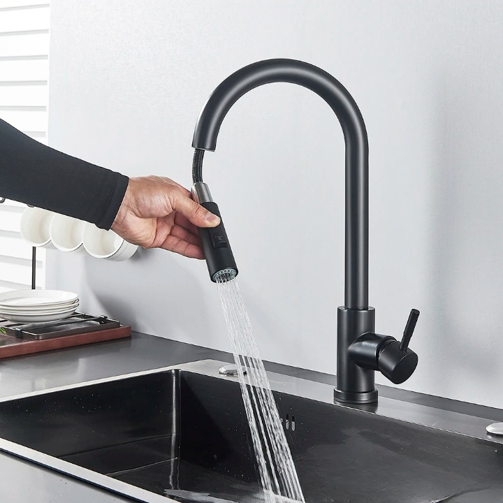 Charly | SmartTouch | Kitchen Faucet with Touch Sensor and Pull-Out Spray Head – Brushed Nickel