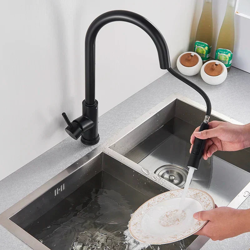 Charly | SmartTouch | Kitchen Faucet with Touch Sensor and Pull-Out Spray Head – Brushed Nickel