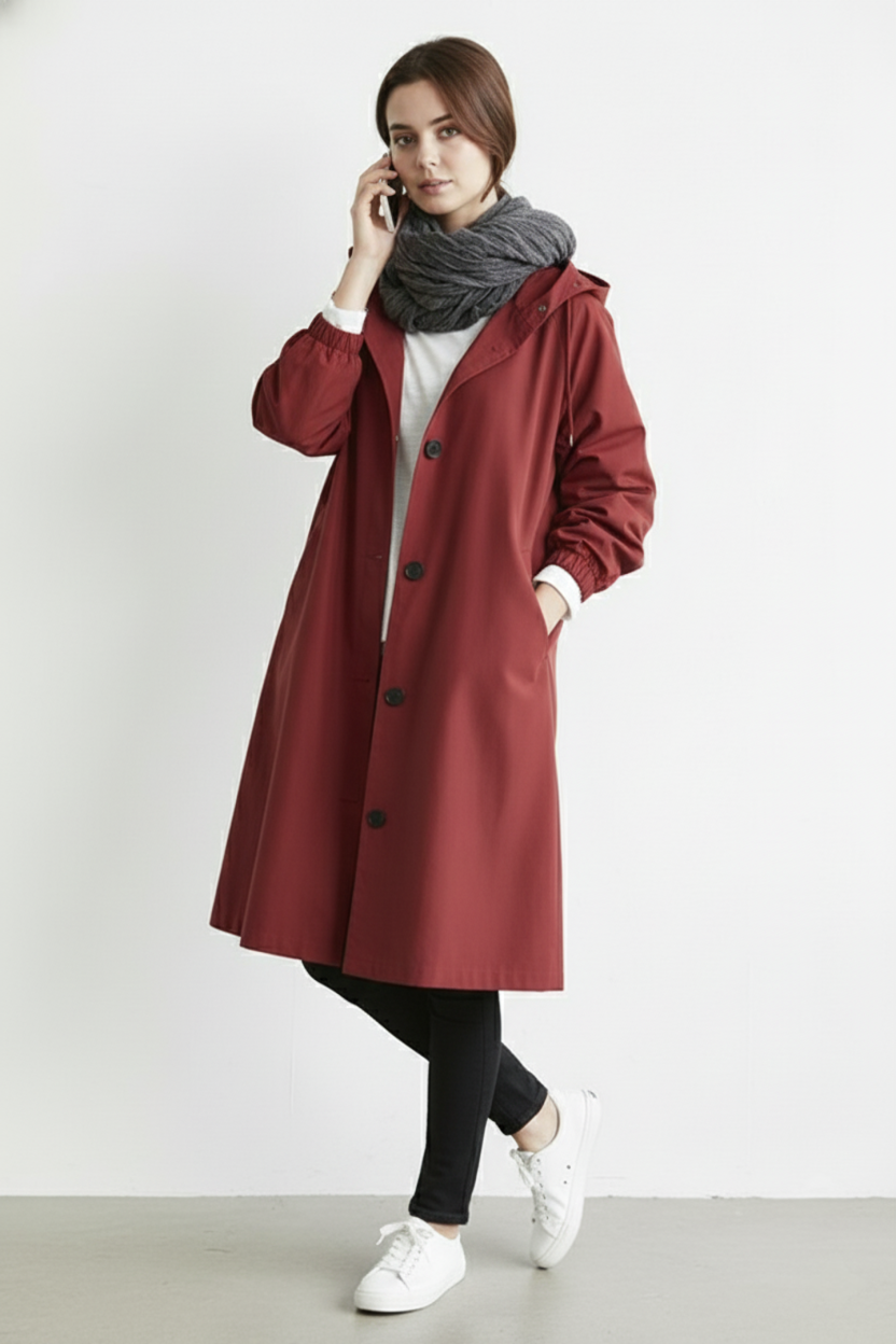 Charly | Wind and Waterproof Trench Coat for Women – With Hood for Autumn & Winter
