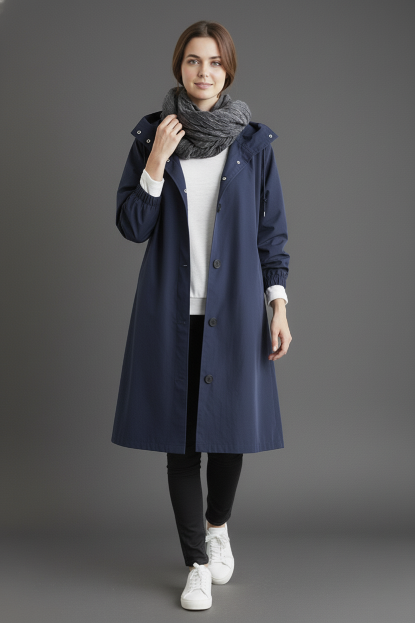 Charly | Wind and Waterproof Trench Coat for Women – With Hood for Autumn & Winter