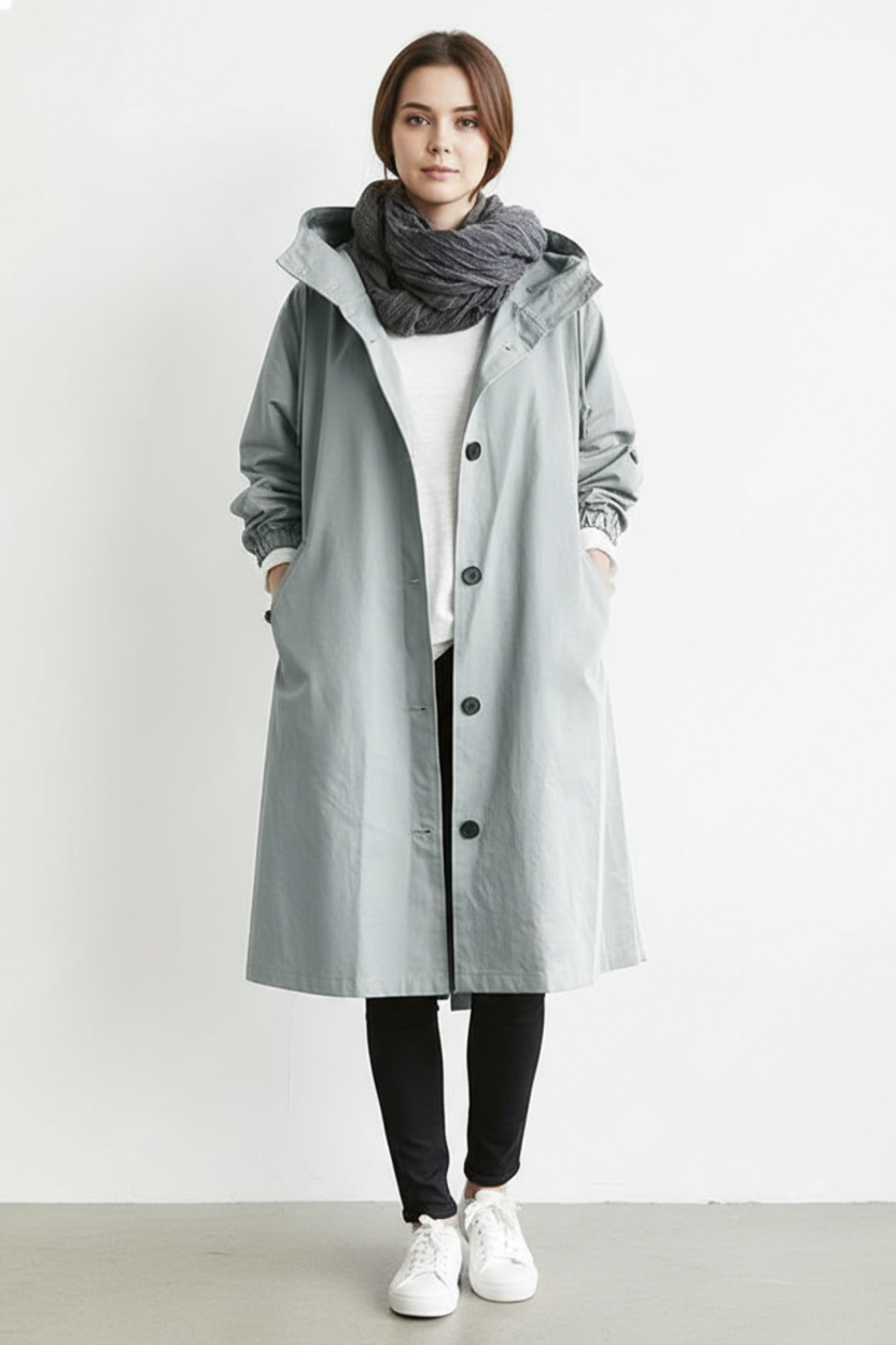 Charly | Wind and Waterproof Trench Coat for Women – With Hood for Autumn & Winter