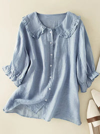 Sisica | Relaxed Ruffle Collar Linen Shirt
