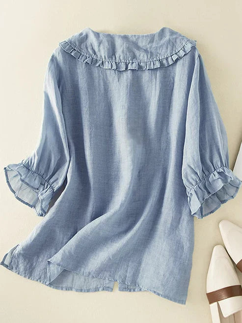 Charly | Women's Button-Down Ruffle Collar Shirt