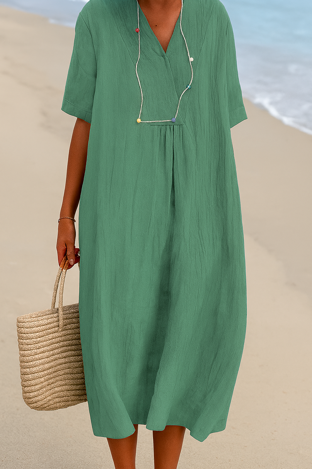 Charly | Women's Casual Midi Dress with V-Neck