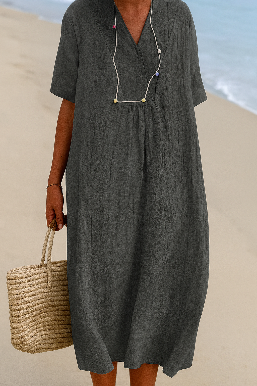Charly | Women's Casual Midi Dress with V-Neck