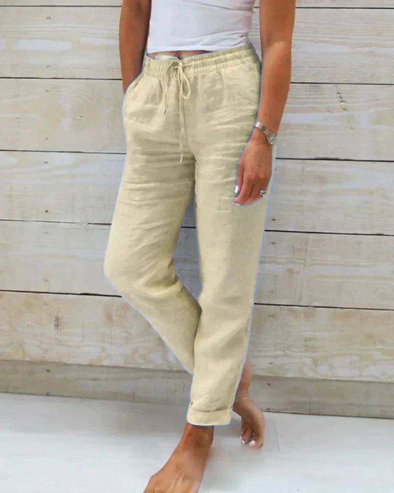 Charly | Women's Drawstring Linen Pants