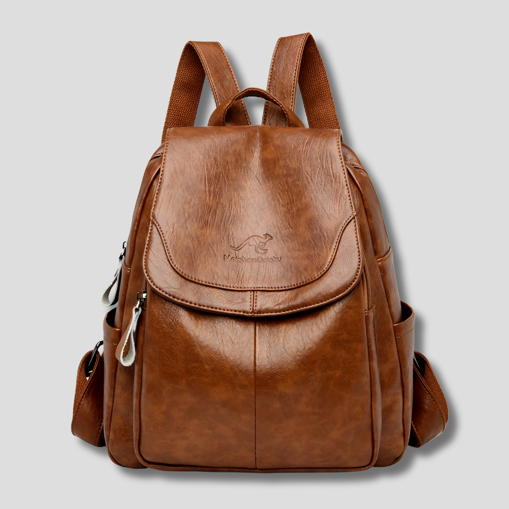 Charly | Women's Embossed Leather Backpack with Flap Closure