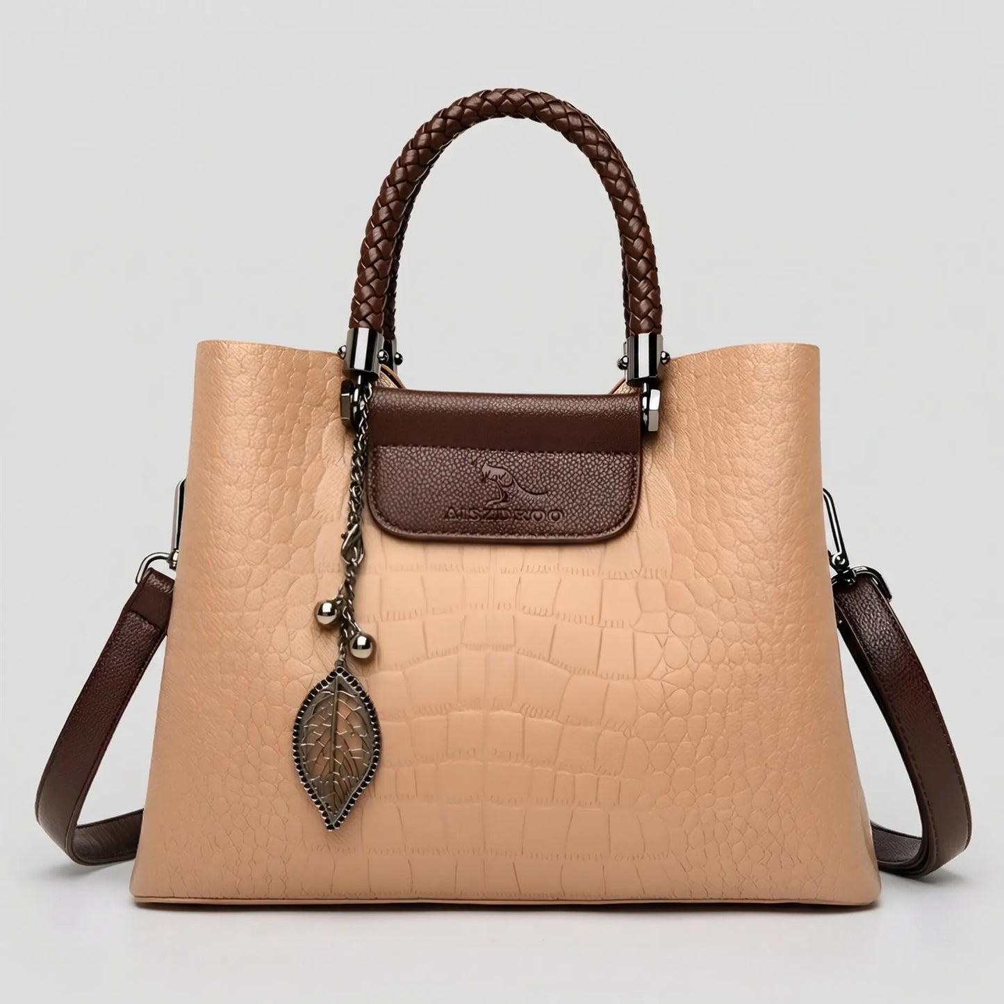 Charly | Women's Embossed Tote Bag with Braided Handle