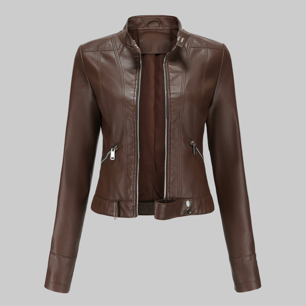 Charly | Women's Faux Leather Jacket with Stand Collar