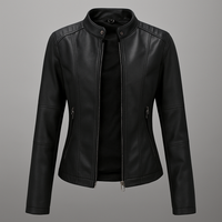 Women's Water-Resistant Faux Leather Biker Jacket