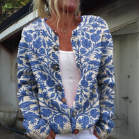 Women's Cozy Floral Button-Up Cardigan