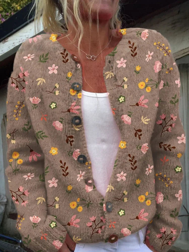 Charly | Women's Floral Cardigan with Button Details