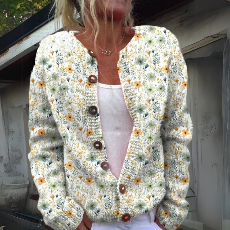 Charly | Women's Floral Cardigan with Button Details