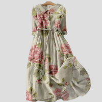 Floral Print Midi Dress with Lapel Collar