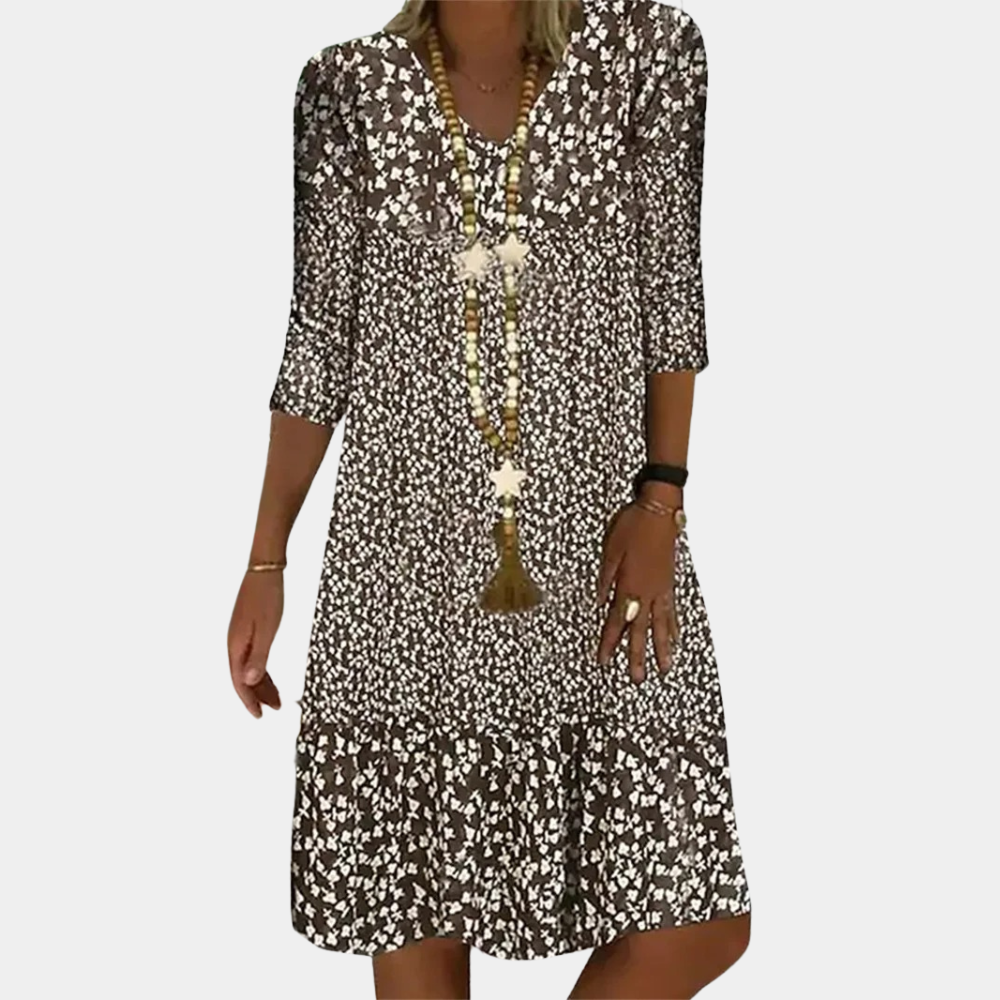 Charly | Women's Floral Midi Dress with V-Neck