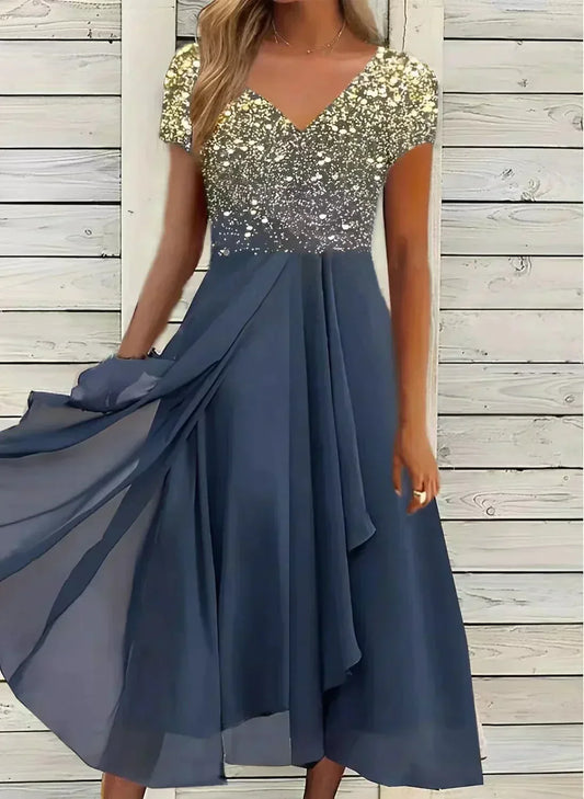 Charly | Women's Flowy Midi Dress | Embellished Bodice