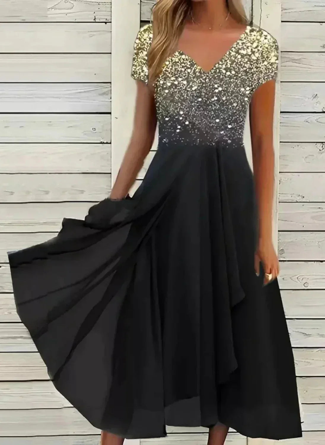 Charly | Women's Flowy Midi Dress | Embellished Bodice
