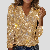 Sisica | Women's Glittering Sequin V-Neck Top