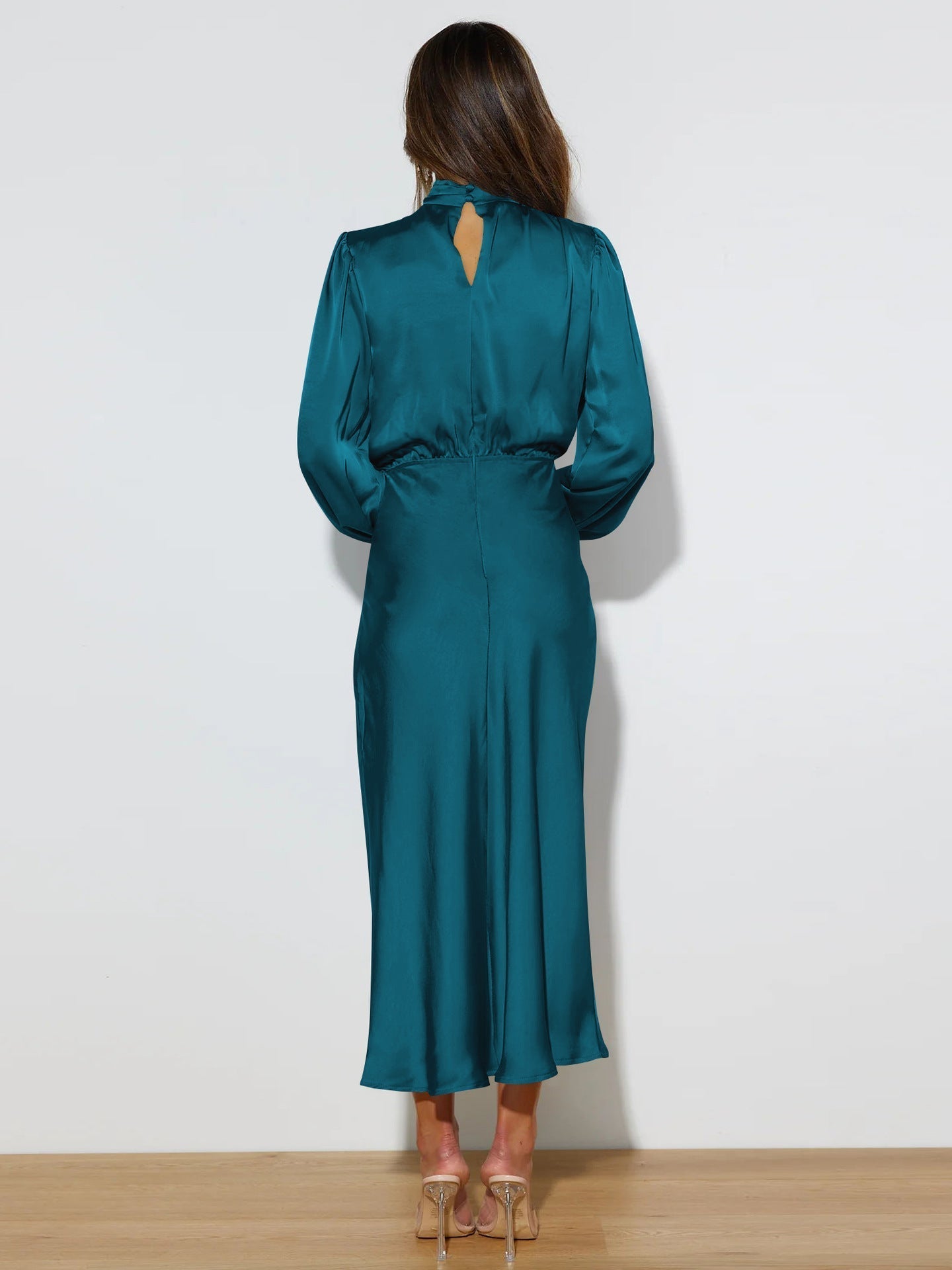 Charly | Women's High Neck Maxi Dress with Balloon Sleeves