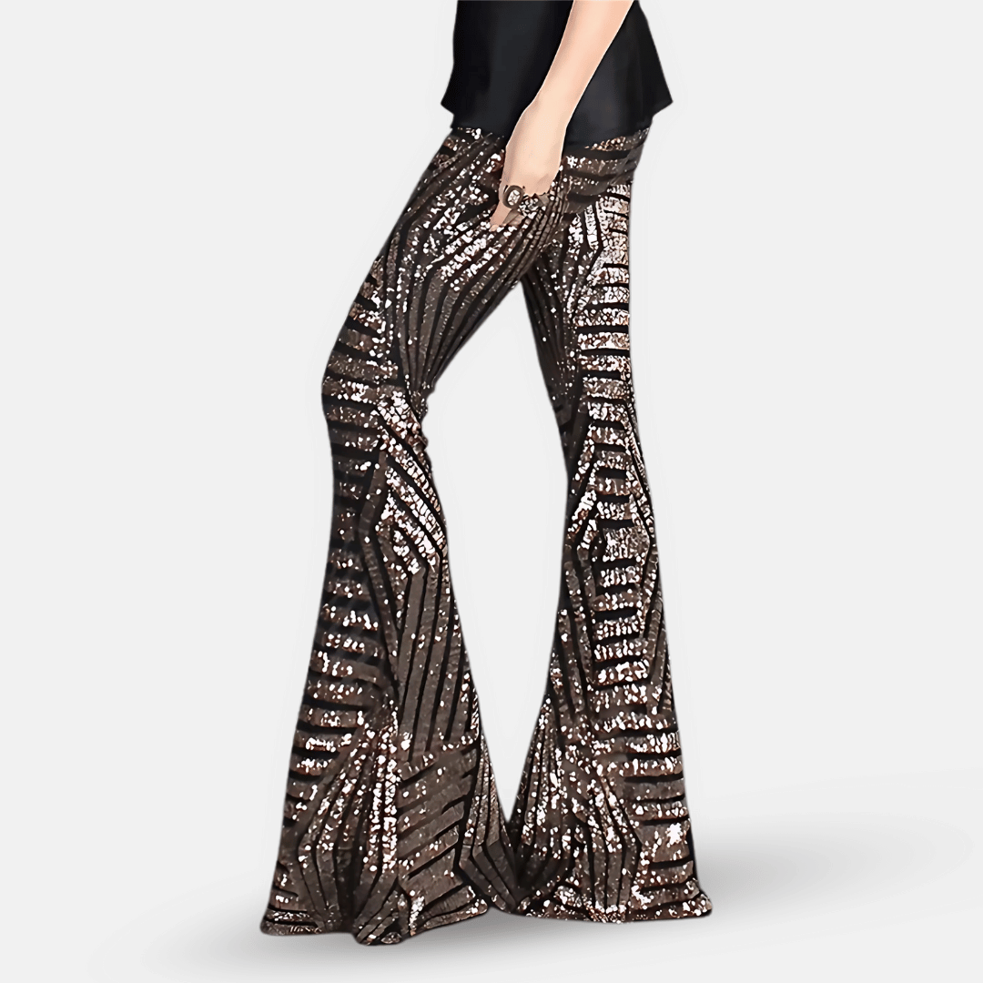 Charly | Women's High Waist Sequined Flare Pants