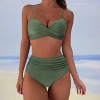 Sisica | Women's High-Waisted Ruched Bikini Set