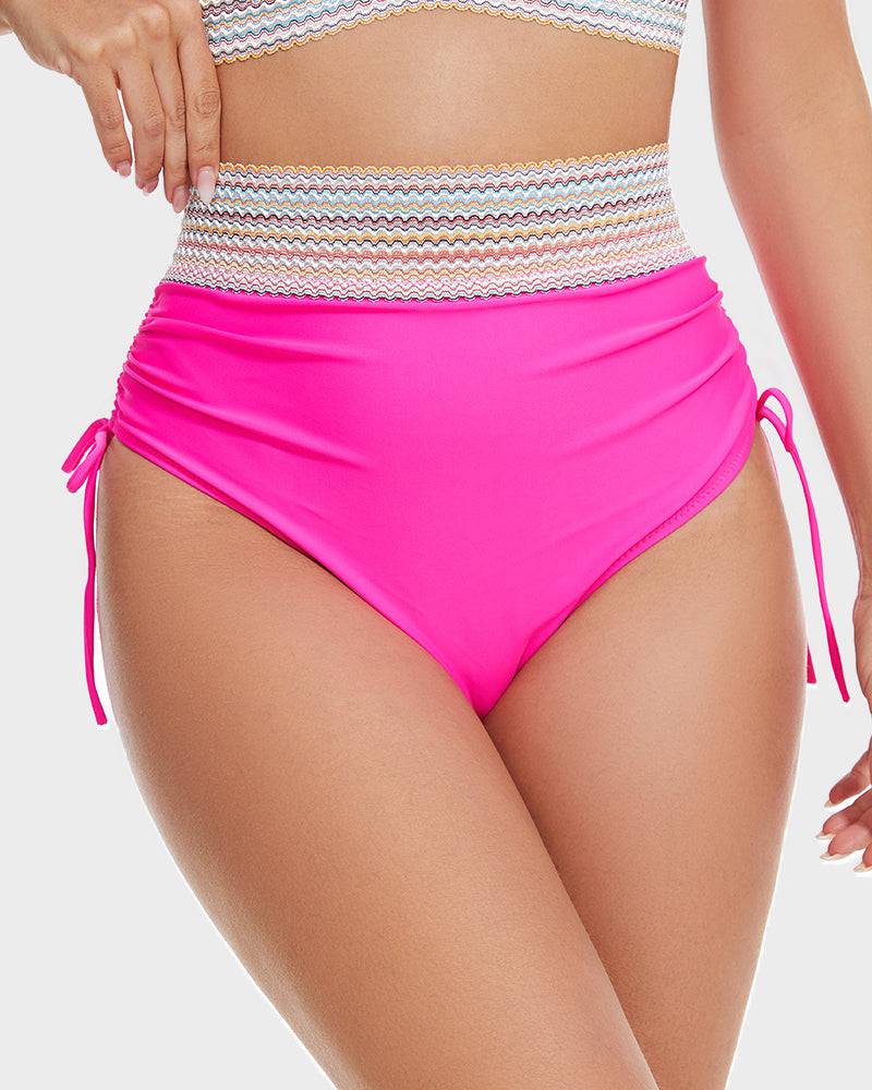 Charly | Women's High-Waisted Bikini with Chevron Trim