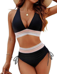 Women's High-Waisted Ruched Bikini Set