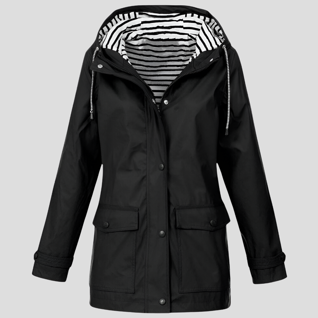 Charly | Women's Hooded Rain Jacket with Striped Lining