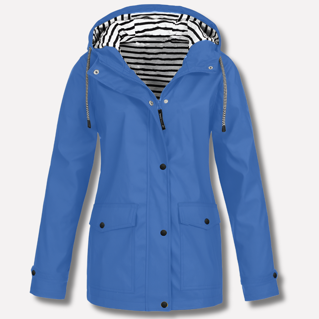 Charly | Women's Hooded Rain Jacket with Striped Lining