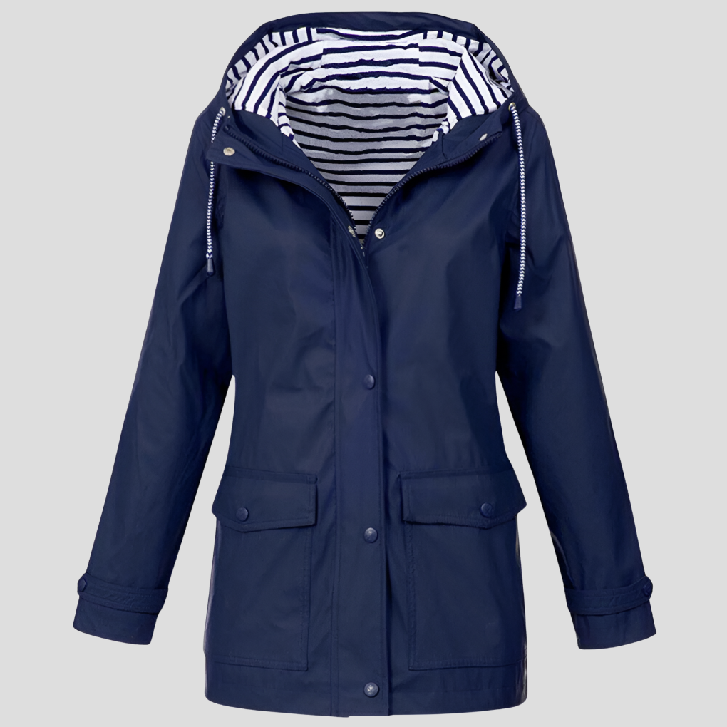 Charly | Women's Hooded Rain Jacket with Striped Lining