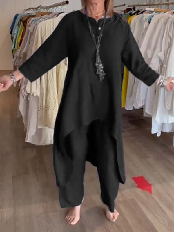 Charly | Women's Linen Asymmetrical Tunic & Pants Set