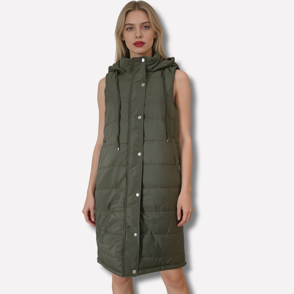 Charly | Women's Long Hooded Puffer Vest