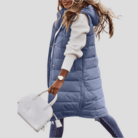 Sisica | Long Hooded Puffer Vest for Women
