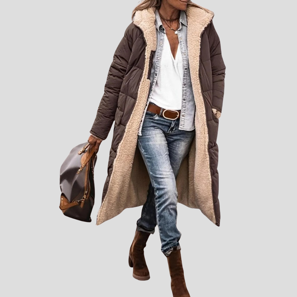 Charly | Women's Long Hooded Reversible Winter Coat