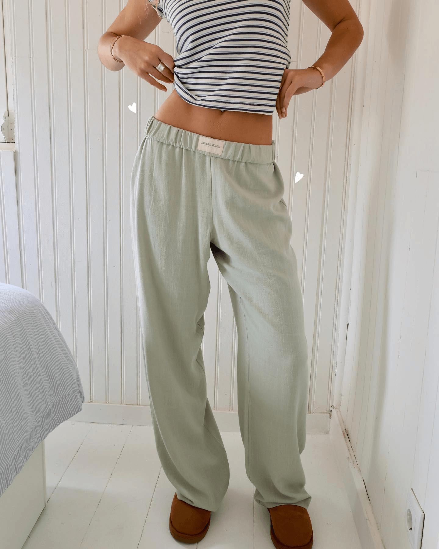 Charly | Women's Lounge Pants Pinstripe Relaxed Fit