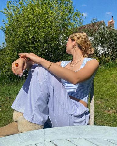 Charly | Women's Lounge Pants with Pinstripe Design