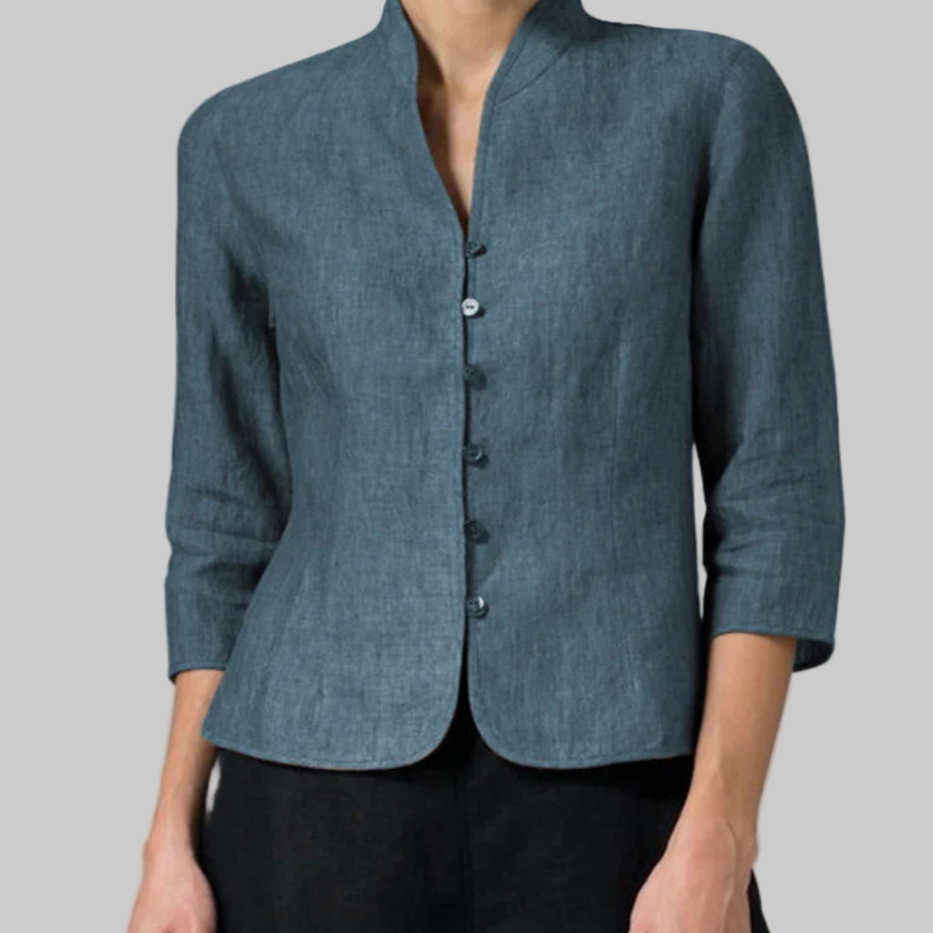 Charly | Women's Mandarin Collar Button-Up Blouse