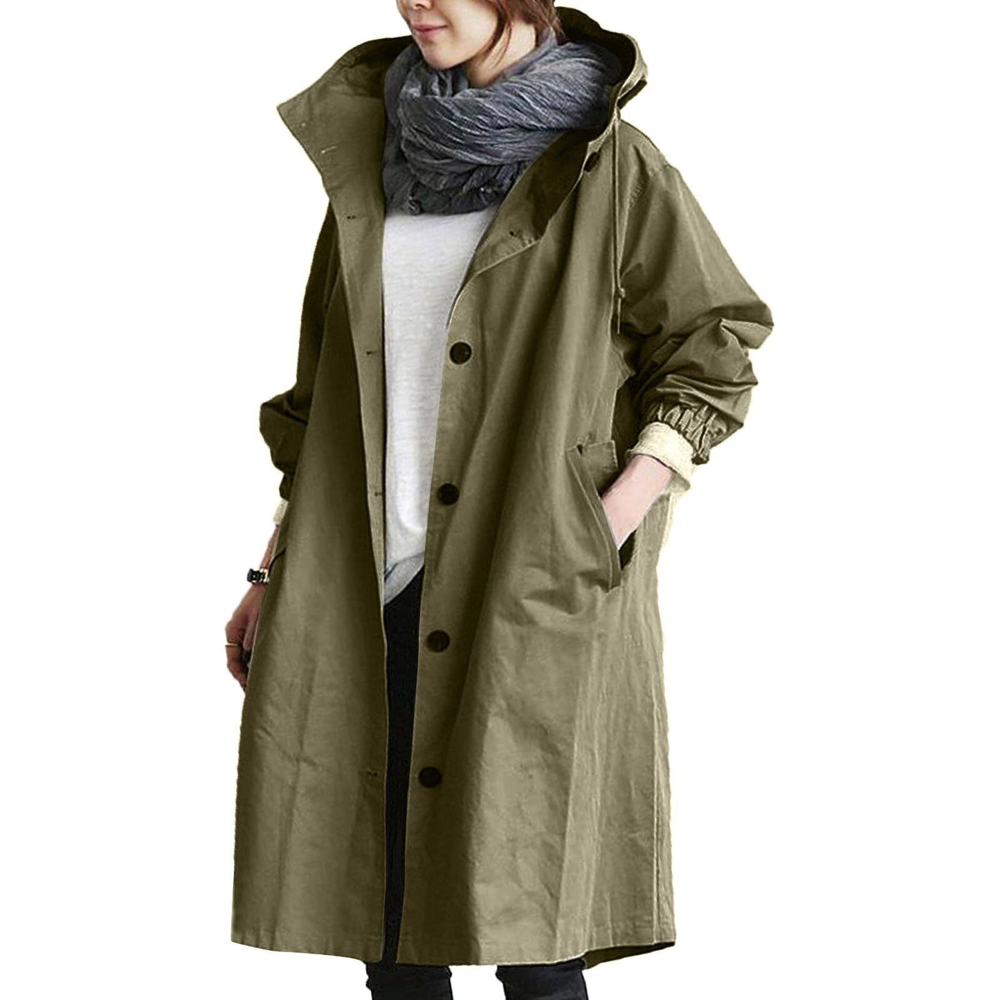 Charly | Women's Mid-Length Hooded Raincoat with Pockets